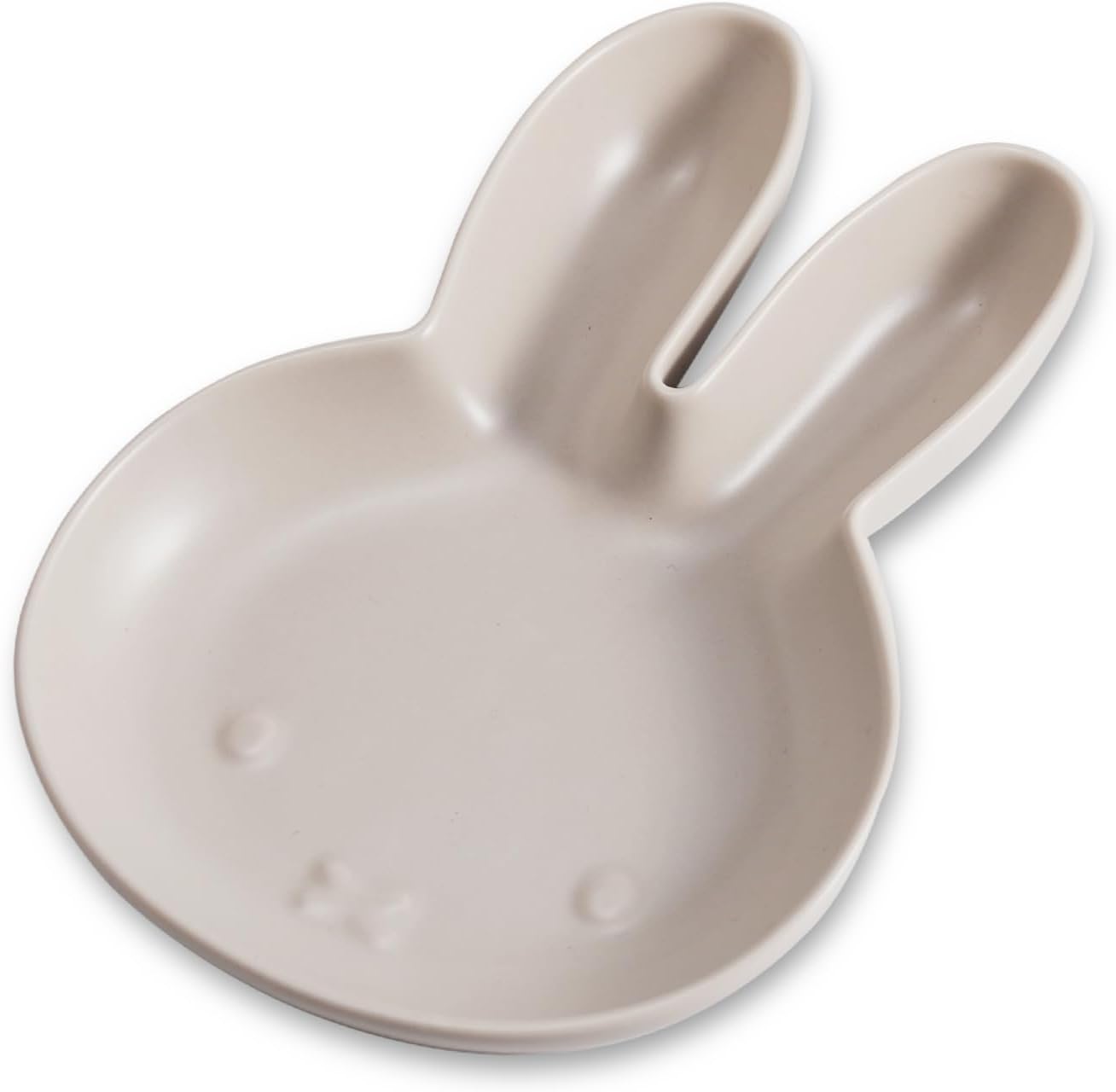 Japanese Ceramic Plate, Cute Rabbit-Shaped Small Dish (5.9 x 4.3 inches), Kid-Friendly Snack & Dessert Dish, Easy-to-Clean Kitchenware (White)