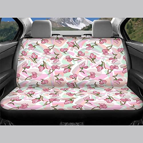 Image of Modysero Floral Flower Print Pink Car Set Cover Full Set Durable Soft Front Rear Bench Seat Cover Set for Women Elastic Breathable Automotive Seat Protector Universal Fit All Cars Trucks