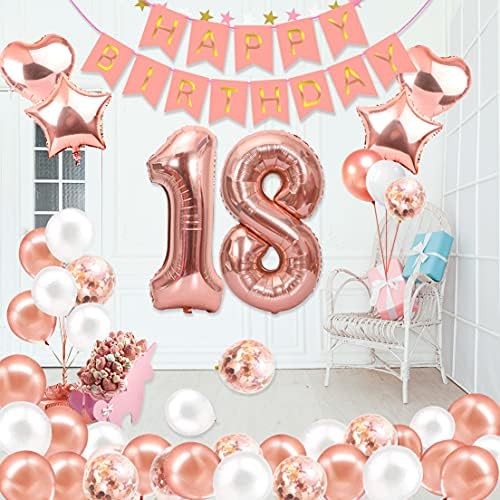 18th Birthday Decorations for Girls 18th Birthday Balloons for Girls 18 Birthday Decorations Rose Gold