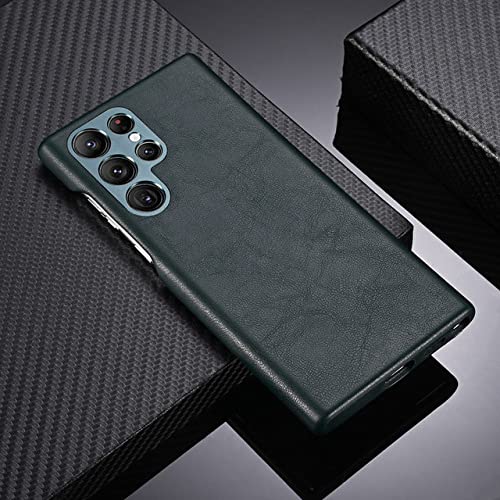 Étui en cuir Galaxy S23 Amstar fait main en cuir de luxe vert pour Samsung