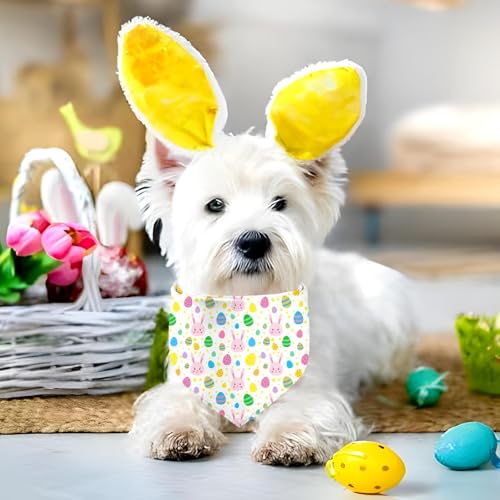 Easter Dog Bandana, 2 Pack Adjustable Holiday Party Pets Rabbit Easter Egg Bandana Triangle Bibs Dog Cat Scarf Set — view 6