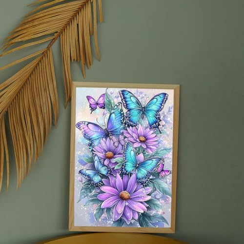 Image of MBNTJHT DIY Butterfly Diamond Art Kits for Adults Beginners,Easy Flowers 5D Round Drill Diamond Painting Kits on Canvas,Butterfly and Floral Gem Art Kits for Home Wall Decor 12X16 Inch.