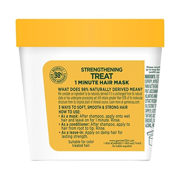 Garnier Fructis Strengthening Treat 1 Minute Hair Mask with Banana Extract, 3.4 Fl Oz (Pack of 1)