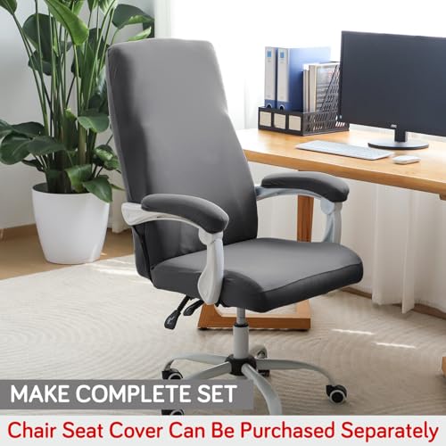 Image of HOKIPO 'SereneSolids' 140 GSM Armrest Covers for Office Chair (Elastic Style), 1 Pair, Grey (AR-5933-GRY)