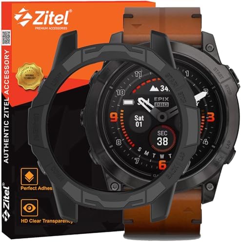 Zitel® Case Compatible with Garmin Epix Pro (Gen 2) 51mm, Fenix 7X Pro, Fenix 7X Bumper Cover Shell (Without Screen Protector) - Black