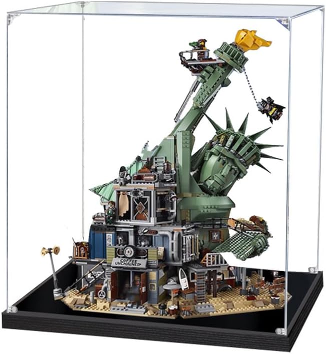 Acrylic Display case Designed for Lego 70840 Statue of Liberty, Building Block Model, Transparent dust Cover, 3mm Thick Acrylic Plate, 20mm Brushed Base (Toy not Included)