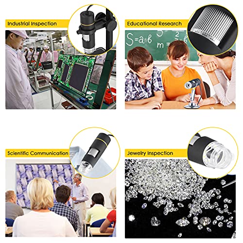 Funien Microscópio digital USB 1000X de ampliação com função OTG Endoscópio Lupa de luz de 8 LED com
