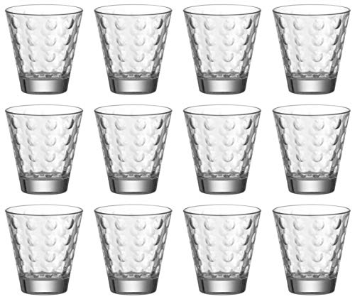 Leonardo Ciao Optic Wasser-Gläser, 12er Set, spülmaschinengeeignete Saft-Gläser, Trink-Becher aus Glas mit Muster, 215 ml, 048854