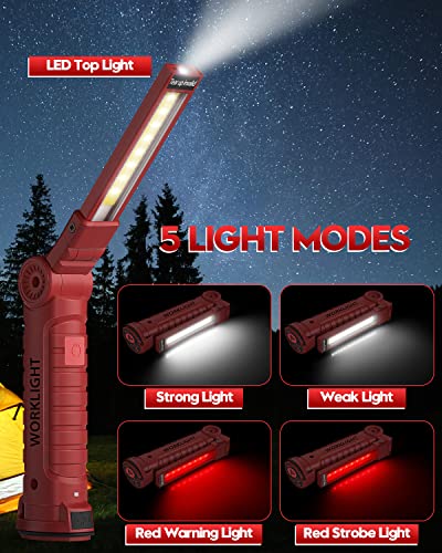 Coquimbo Rechargeable Barbecue Grill Light, Led Work Lights With Magnetic Base Bright 360 Degree Rotate And 5 Modes, Gifts Ideas For Dad, Husband, Handyman﻿ (2 Pack, Red) #TOP2