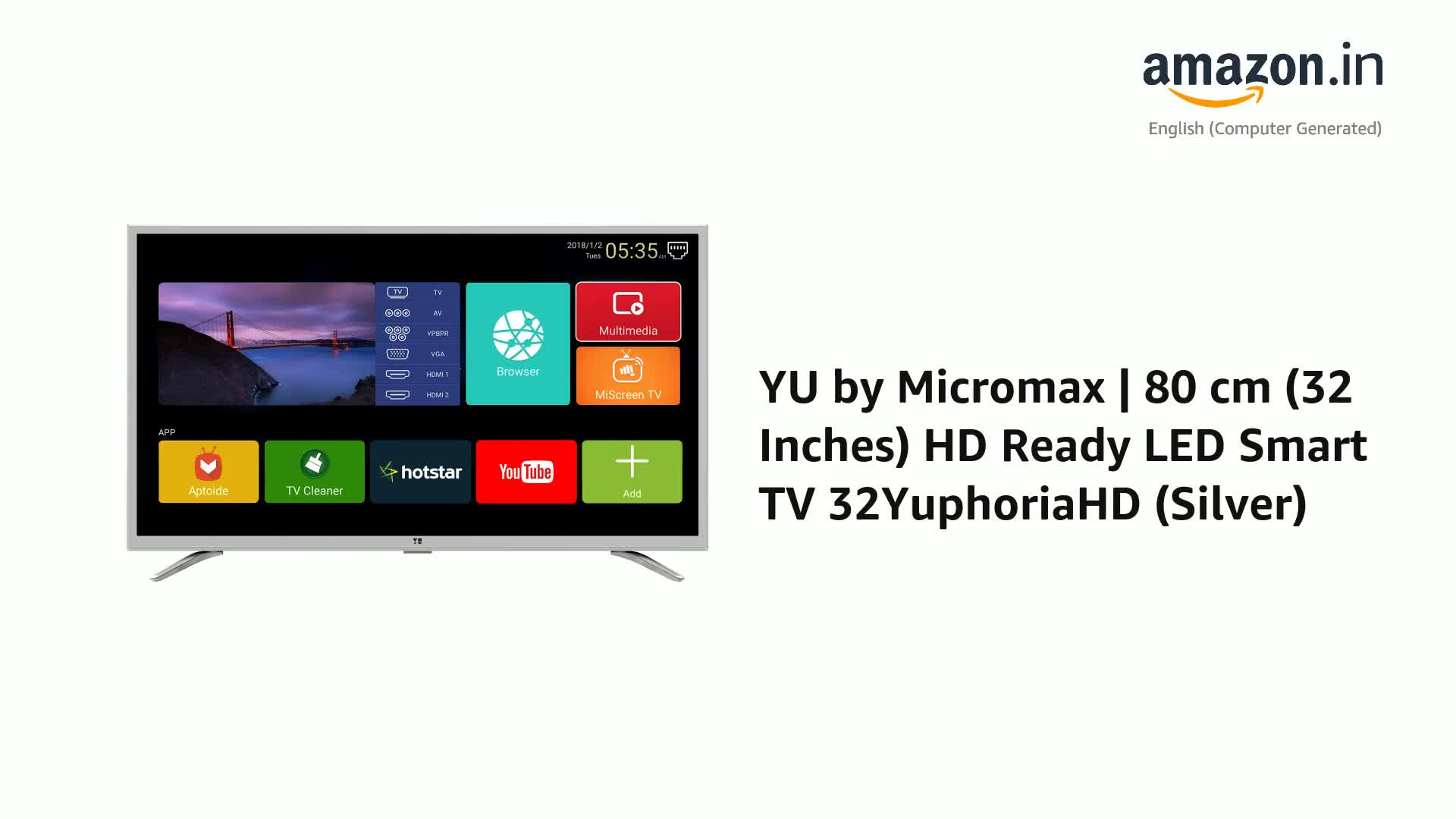 YU by Micromax | 80 cm (32 Inches) HD Ready LED Smart TV