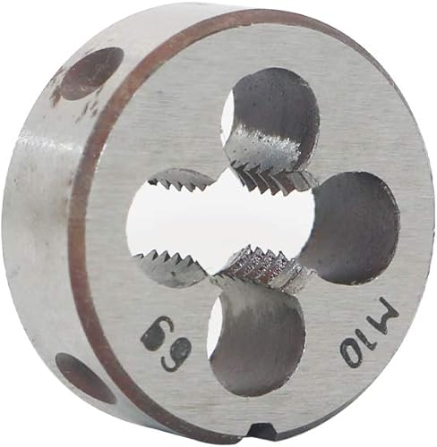 Miniatura 10 de HSS 0.236 in X 1 Mano derecha métrica ronda muere, rosca de máquina muere paso M6 X 0.039 in para el mecanizado de moldes, acero de aleación, puede