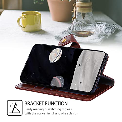 Coque Huawei Nova 14 5G avec rabat support de visionnage et rangement de carte marron
