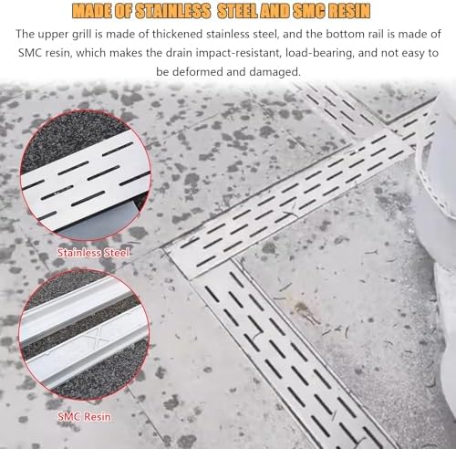 Efficient Linear Drainage Trench with Removable Grate for Outdoor Water Management, Prevent Flooding, Durable Design for Patios, Gardens, and Driveways