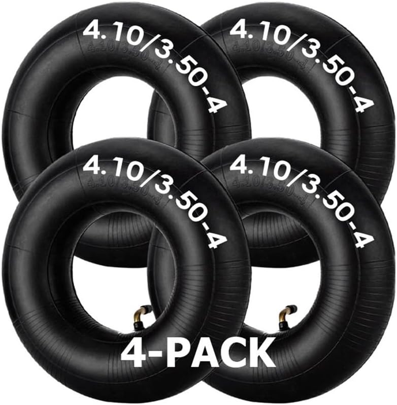 4.10/3.50-4'' Heavy Duty Inner Tubes with TR87 Angled Universal Replacement 10" Tires Compatible with Wheelbarrows Garden Cart Repair Parts(4-Pack)