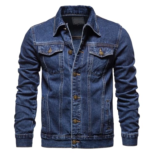 Maiyifu-GJ Men's Distressed Denim Trucker Jackets Fashion Slim Fit Jean Jacket Casual Lapel Motorcycle Coats Outerwear