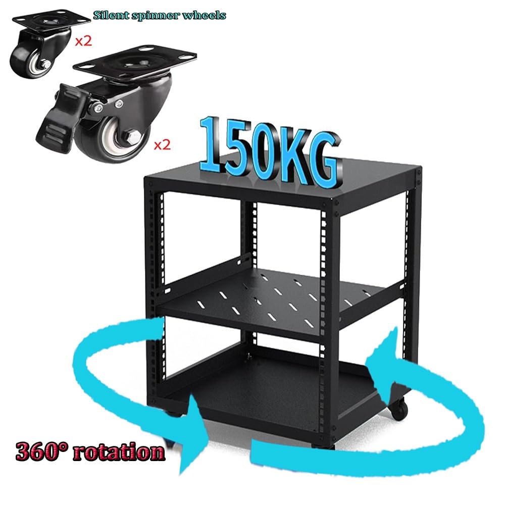 Armadio rack mobile resistente per componenti audio, supporto HiFi regolabile, organizer per console multimediale con ruote, torre di archiviazione per amplificatori (altezza 40 cm)
