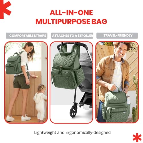 Image of Skip Hop Diaper Bag Backpack: Forma, Multi-Function Baby Travel Bag with Changing Pad & Stroller Attachment, Sage (Pack of 3)