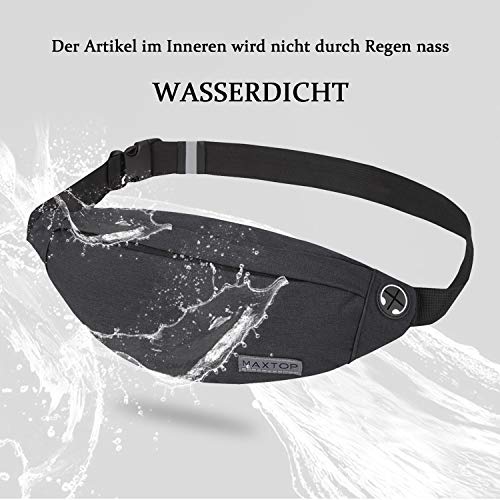 MAXTOP Bauchtasche für Herren Damen Hüfttasche mit Kopfhöreranschluss und 3-Reißverschlusstaschen Verstellbare Träger – Bild 6