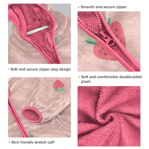 OTVEE Beautiful Pink Strawberry Fruits Kids Hoodie Jacket Fall Spring Full Zip Warm Outwear Coat3