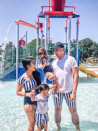 IFFEI Family Matching Swimwear One Piece Bathing Suit Striped Hollow Out Monokini Mommy and Me Beachwear3