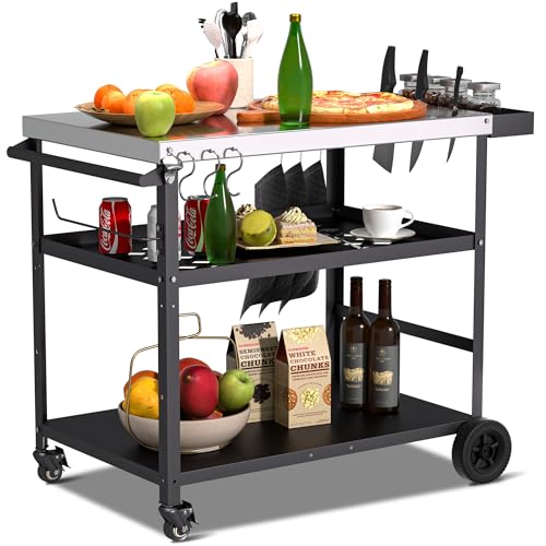 Spurgehom Outdoor Grill Cart with Wheels
