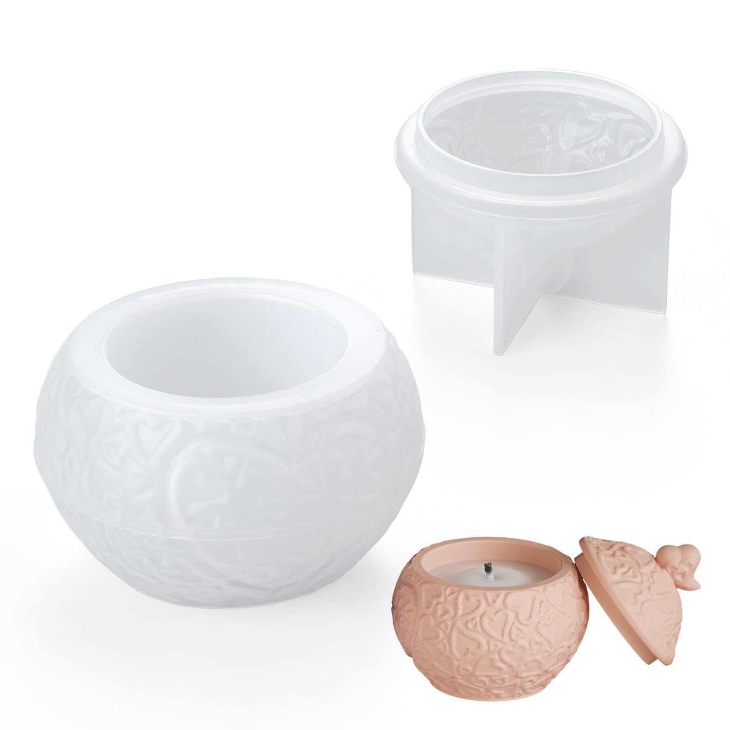 Stampo In Silicone Per Resina – Vaso E Coperchio – 7,6x4,6 Cm E 5,8x4 Cm – Per Candele, Gioielli, Monete, Fai Da Te - 4