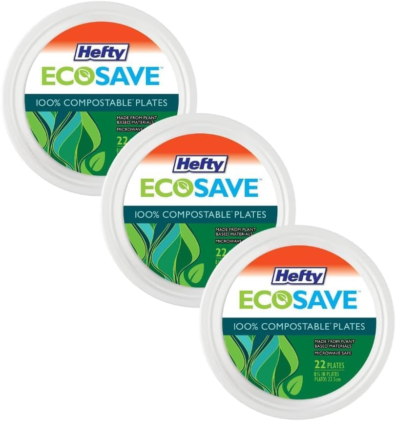 Hefty EcoSave Disposable Plates, Made from Plant Based