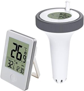 Floating Pool Thermometer, Wireless Swimming Pool Thermometer with LCD Display, Read Water Temperature, Spas Hot Tubs Aquarium Fish Ponds Water Temperature Tester with Solar Energy
