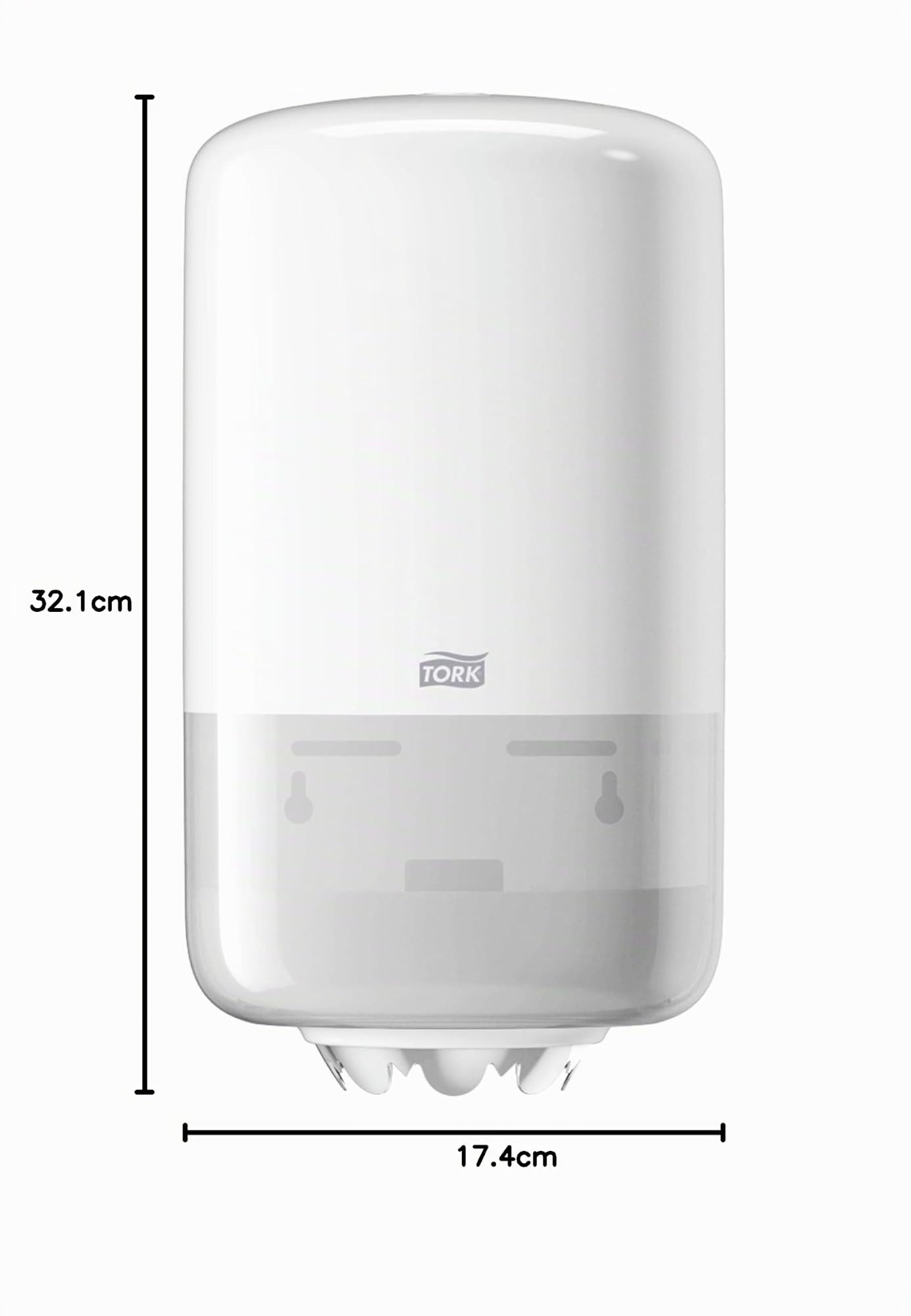 Tork 558000 Mini Distributeur de papier d'essuyage à dévidage central M1 - Design Elevation - Blanc