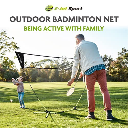E-Jet Badminton Net Rackets Shuttlecocks Combo Set - Portable & Instant Setup (Backyard Fun, Beach Park Picnic Outdoor Games), Green, 5.1 X 7.8Ft, (Eob72740) #TOP1