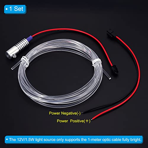 Image of PATIKIL 3mm 3.0m PMMA Side Glow Fiber Optic Cable Kit, with LED Aluminum Illuminator 12V 1.5W Guide Light Source Decoration for Home DIY Lighting, Purple