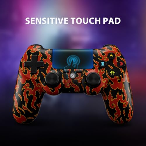Image of Kujian Wireless Controller for PS4, 2 Pack Controllers for PS4 with Double Vibration /6-Axis Sensor /Touch Pad /Headphone Jack, Ergonomic Non-Slip Grip Compatible with PS 4 /Slim /Pro (Red & Blue)