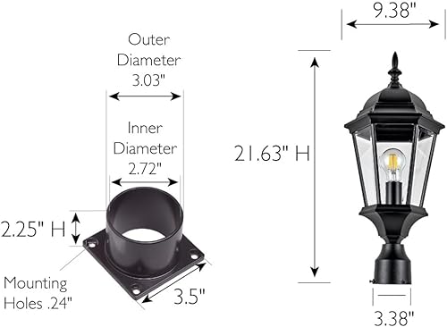 Vista 136 de Design House 502211 Base de pilar de linterna exteriores, color negra