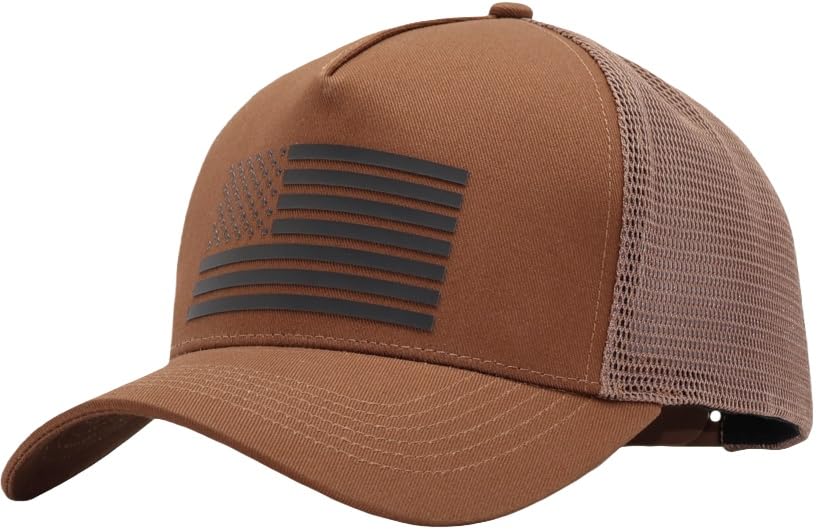 Image of USA Flag Snapback Hat Fits One Size&XXL /3XL - Mens Mesh Trucker Ball Hats - US 250th Anniversary Veterans Memorial Day Gifts