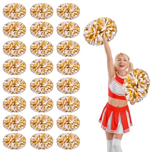 Pompons de cheerleading lot de 24 avec poignée pour danse