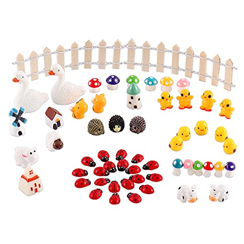 ISULIFE 58 Pieces Fairy Garden Accessories,Fairy Garden Kit,Outdoor Miniature Garden Decorations,Fairy Garden Animals, Miniature Figurines, Garden DIY Ornaments