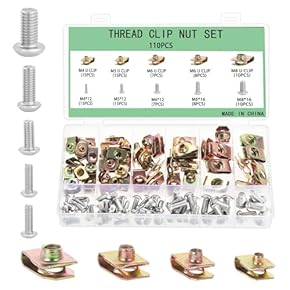Mgmxbsth 110PCS Assortment,Carbon Steel Thread Clip Nut Set, U-Type Sheet Metal Nuts, Leaf Spring Nut Kits,Automotive Spring Nuts,Car Speed Fastener