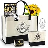 ZXShow Regalo cumpleaños mujer Set vintage bolso de lona impermeable con base extraíble neceser tarjeta y llavero Regalo ecológico y reutilizable para madre amiga o esposa (60.1)