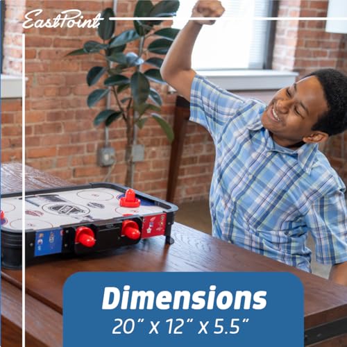 EastPoint Tabletop Air Hockey Table Pro - Black & White - Built-in LED Scoreboard for Air Hockey Game - Includes 2 Pucks & Pushers for Kids Table Games - Thumbnail 5