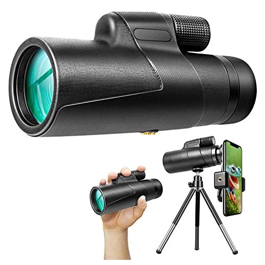 12x50 Monocular Optics Zoom HD BAK4 Prism FMC IPX7 Waterproof Monocular Telescope with Smartphone Adaptor Tripod for Adults Kids Gifts Birding Hunting Camping Travelling Wildlife