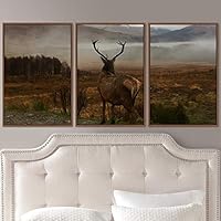 3 Piece Framed Canvas Wall Art Spiritual Animals Deer Canvas Prints Home Artwork Decoration for Living Room,Bedroom - 16