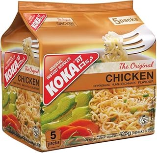 KOKA Oriental Instant Noodles The Original Chicken Flavour (Pack of 5 x 85g) "(Halal Certified)", 425 gram