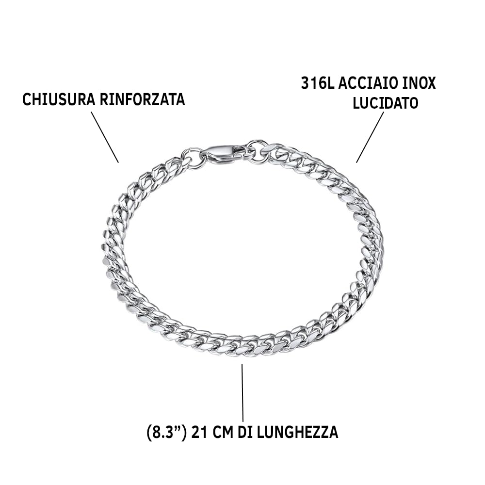 Azienda Italiana Bracciale Uomo in Pelle Intrecciata con Acciaio Inox Lucidato di Altissima qualità Idea Regalo per lui Festa del Papà Natale Compleanno - Cofanetto con DEDICA incluso