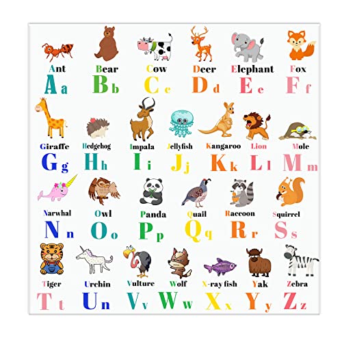 123 Life Alphabet Poster, ABC Poster for Toddlers Wall, Animal Alphabet Chart Art Print for Classroom Wall Playroom & Nursery Decor, Canvas Wall Art for Boys & Girls Room Decor Unframed (12