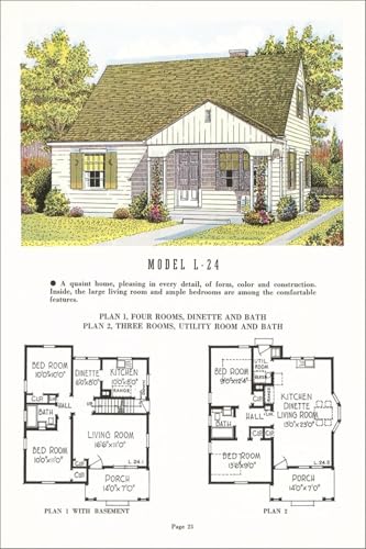 ART.COM Wall Art Print Model House and Floor Plan, 24"