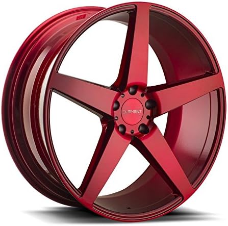 22" Inch Element EL005 Brushed Red Wheels & Tire Package | Set of 4 | Includes Free Wheel Club LA T-Shirt | Fits Audi Mercedes BMW Infiniti Dodge Cadillac Chevy Ford Lexus Nissan Hyundai