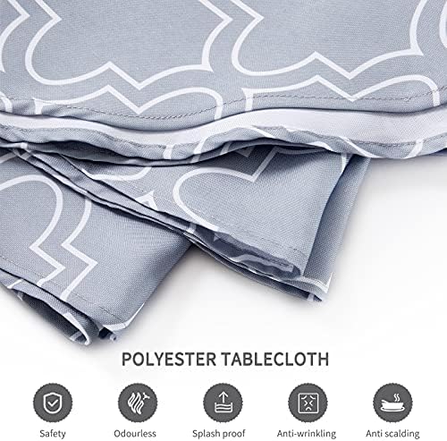 Qucover Round Tablecloth 180cm Wrinkle Free Washable Polyester Table Cloth for Circular Table, Home Dining Party Use Grey Round Wipe Clean Tablecloth 70 Inches