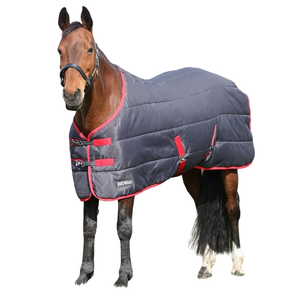 HY EQUESTRIAN HYCONIC 100g Stable Rug, Charcoal/Red (7'3")