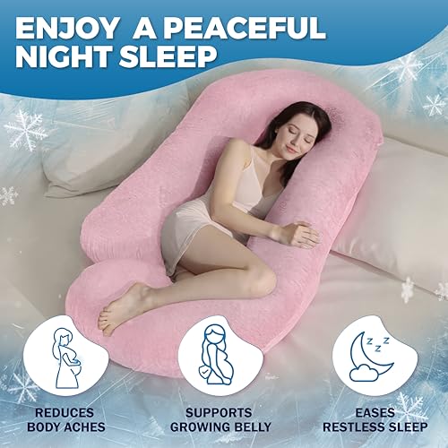 Image of Pregnancy Pillows for Sleeping - 57-Inch Maternity Pillow for Pregnant Women with Removable Washable Cover - Support for Back, Belly, Neck, Legs, & Hips - V C U Shaped Full Body Pillow