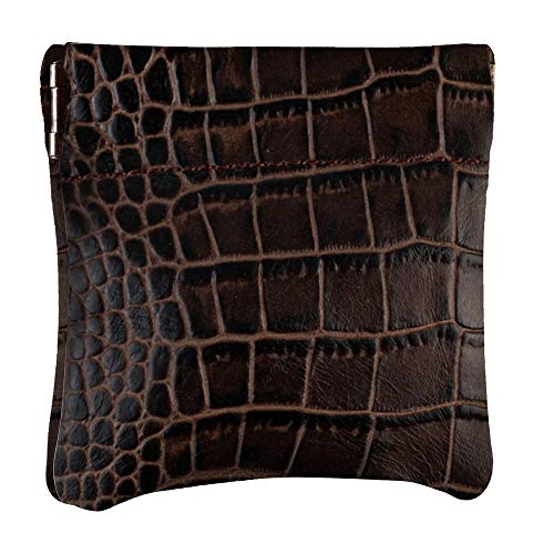 Nabob Leather Genuine Textured Leather Squeeze Coin Purse, Pouch Change Holder For Men/Woman Size 3.5 X 3.5